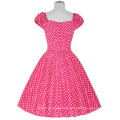 Belle Poque Lager V-Ausschnitt Baumwolle Vintage Retro Polka Dots 50s Baumwollkleid BP000067-4